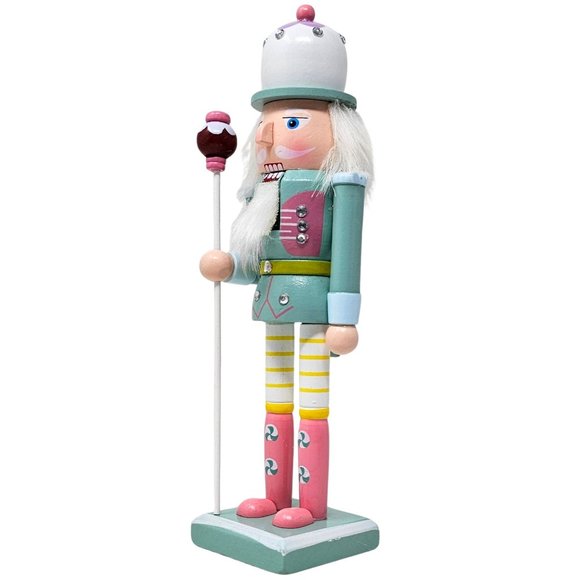 Pastel Candy Nutcracker, Mint Pastel Soldier Nutcracker 10", Candy Themed Decor - Picture 2 of 4